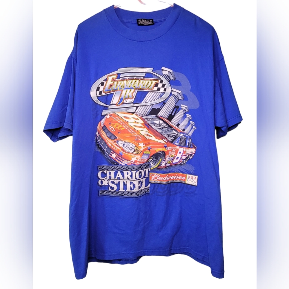 Vintage 2000 CHASE Authentic Shirt Blue L Dale  Earnhardt  Jr.#3 Budweiser Car